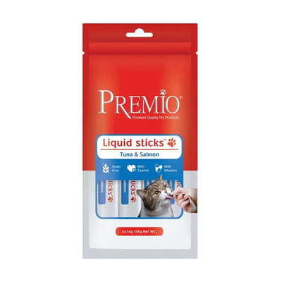 Premio Delikat Liquid Sticks - Cat Treat with Tuna & Salmon 4 x 14g - PRM-CAT-TSA-56 - Premio - Cat Treat