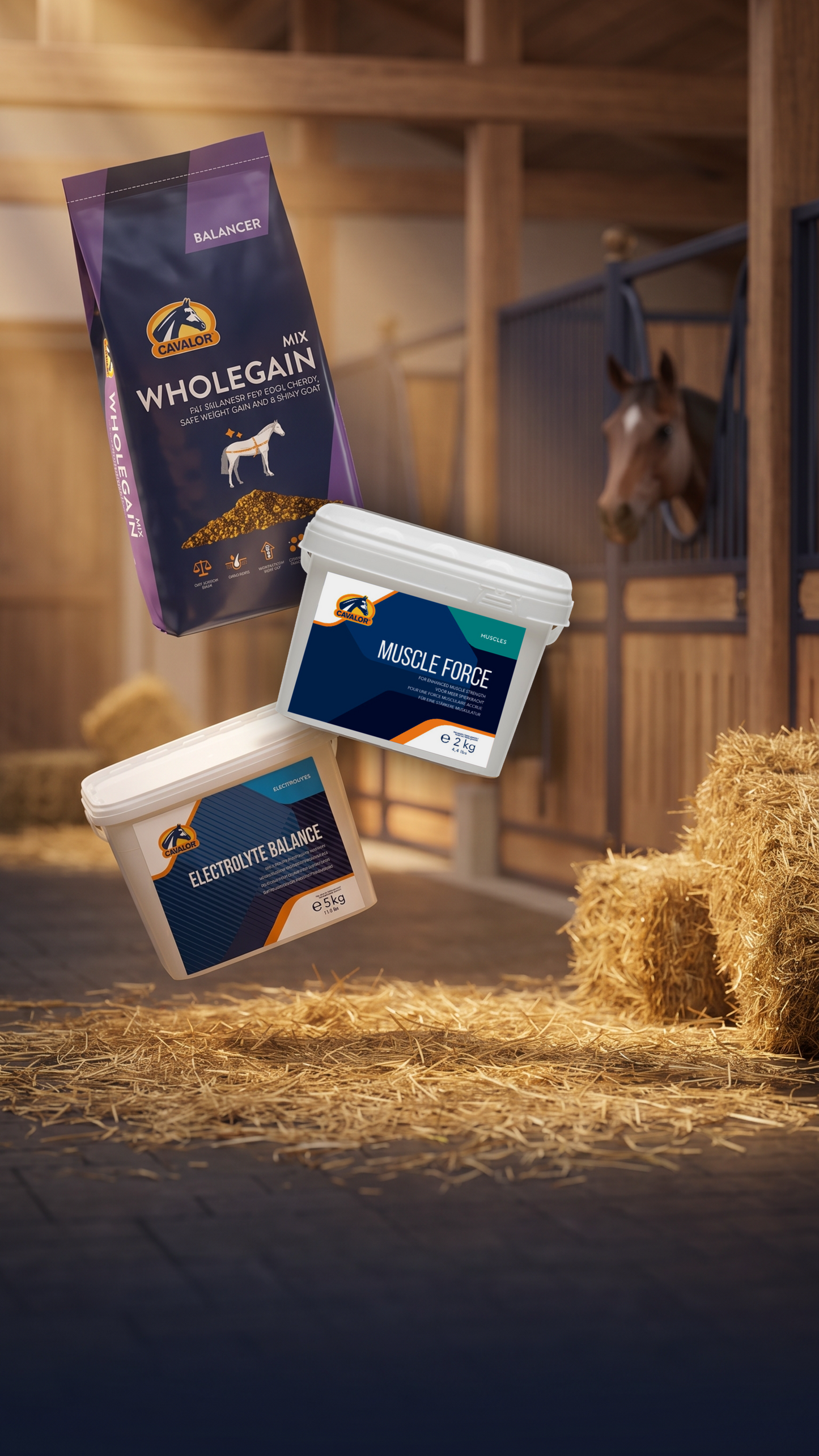 Cavalor Complete Care Kit bundle with WholeGain balancer, Electrolytes and Muscle Force for horses