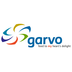 Colorful logo with the word 'garvo' and tagline on a white background