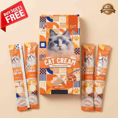 Linsen Cat Cream - Lickable Cat Treat Salmon & Caviar 4 x 17g - LNS-CAT-SCV-68 - Linsen - Cat Treat