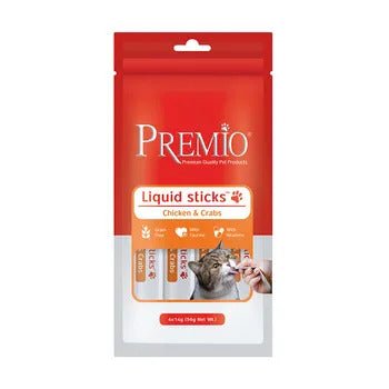 Premio Delikat Liquid Sticks - Cat Treat with Chicken & Crab 4 x 14g - PRM-CAT-CCR-56 - Premio - Cat Treat