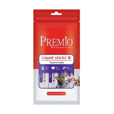 Premio Delikat Liquid Sticks - Cat Treat with Tuna & Crab 4 x 14g - PRM-CAT-TCR-56 - Premio - Cat Treat