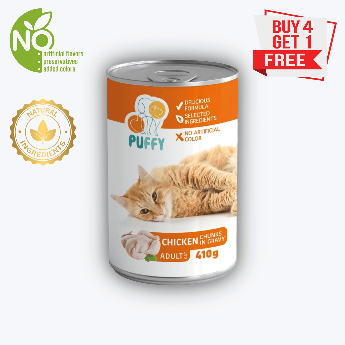 Puffy Adult Cat Wet Food - Chicken Chunks in Gravy 410g -  - Loolizoo - Cat Wet Food