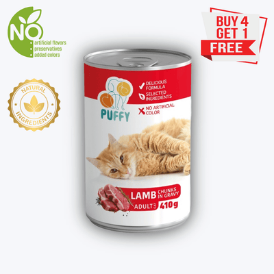 Puffy Adult Cat Wet Food - Lamb Chunks in Gravy 410g -  - Loolizoo - Cat Wet Food