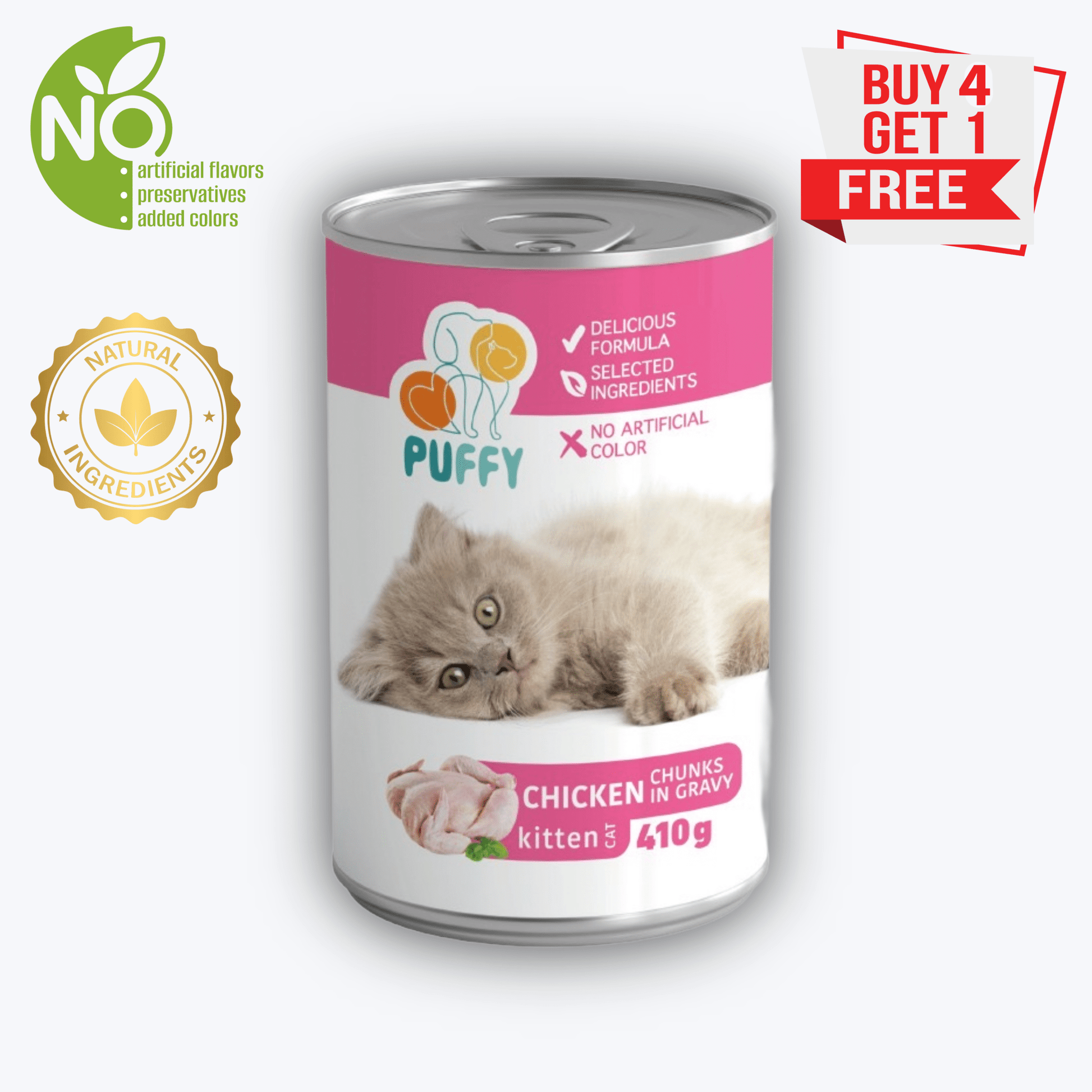 Puffy Kitten Wet Food - Chicken Small Chunks in Gravy 410g -  - Loolizoo - Cat Wet Food